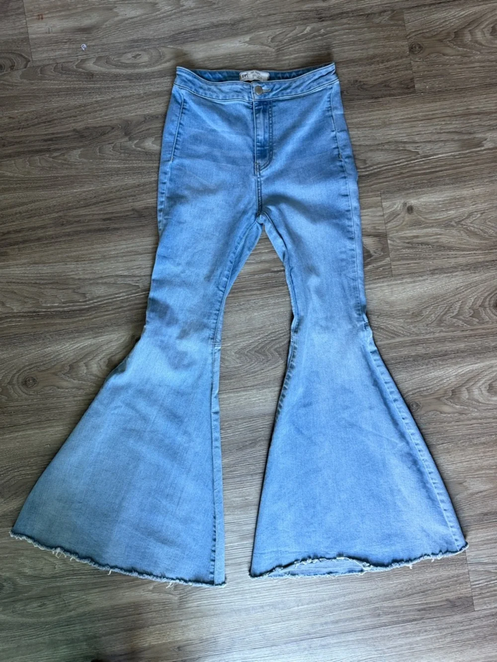 Free People Just Float on Flare Light Blue High-Waist Flared Bell Jeans - Picture 2 of 9